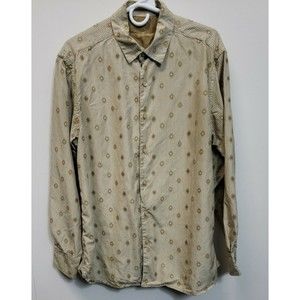 Tommy Bahama Men's Silk Cotton Long Sleeve Button Down Size M Beige stripe